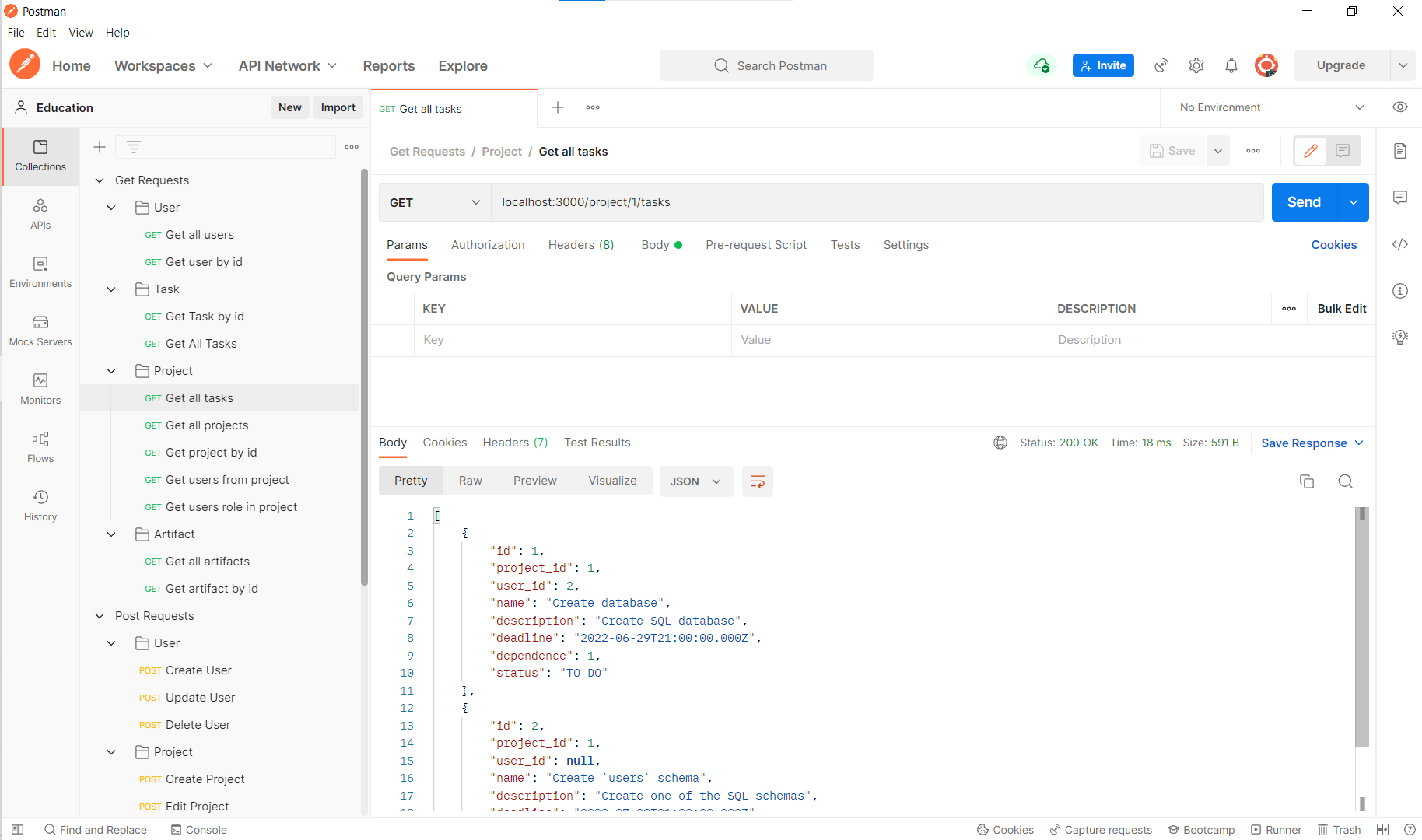 Getting tasks by project